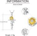 wholesale 925 Sterling Silver Celtic Sunflower Butterfly Cross Pendant Necklace for Women-0-4