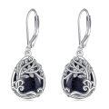 wholesale 925 Sterling Silver Tree Of Life Drop Earrings Wholesale With Green Stone-0-78