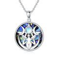 wholesale 925 Sterling Silver Abalone Shell Triple Moon Goddess Pendant Necklace-0-0