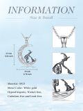 wholesale 925 Sterling Silver Halloween Witch Cat Crescent Moon Pendant Necklace-0-3
