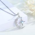 wholesale 925 Sterling Silver Moonstone Star & Crescent Moon Pendant Necklace for Women - Celtic s-0-1
