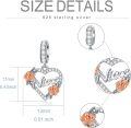 wholesale 925 Sterling Silver Rose Flower Heart Dangle Charm for Bracelet - Aunt & Niece -0-4