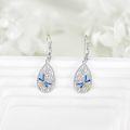wholesale 925 Sterling Silver Dragonfly Teardrop Leverback Drop Earrings with Blue Enamel and Gold Accents - Christmas Gift Ideas for Her-0-1