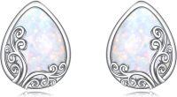 wholesale 925 Sterling Silver Teardrop Opal & Swirl Design Stud Earrings for Women - Hypoallergenic s-Opal