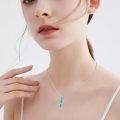 wholesale 925 Sterling Silver Turquoise Bar Vine Leaf Pendant Necklace For Women-0-3