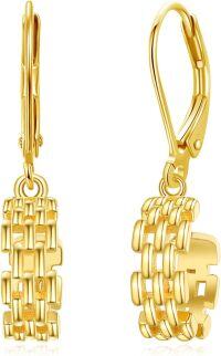 wholesale Gold-plated 925 Sterling Silver Chain Link Dangle Leverback Earrings for Women-Knitted Lever Back Earrings