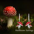 wholesale 925 Sterling Silver Red Mushroom Dangle Earrings for Women-0-1