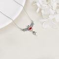 wholesale 925 Sterling Silver Bat Pendant Necklaces with Red Eye and Heart Charm Gothic s for Women-0-4