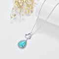wholesale 925 Sterling Silver Genuine Blue Turquoise Bar Pendant Necklace for Women-0-3
