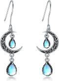 wholesale Sterling Silver Moon Earrings w Emerald Amethyst Ruby Sapphire Pink Peridot Aquamarine Citrine Black Rainbow Topaz Celtic Dangle Drops-0-21