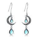 wholesale 925 Sterling Silver Crescent Moon Drop Earrings with Garnet and Red Crystal Accents-0-21