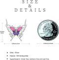 wholesale 925 Sterling Silver Glitter Pink Purple Opal Butterfly Pendant Necklace s for Women Girls-0-5