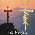 wholesale 925 Sterling Silver Cross Necklace for Women with Stones, Religious Christian Jewelry Gift-0-2