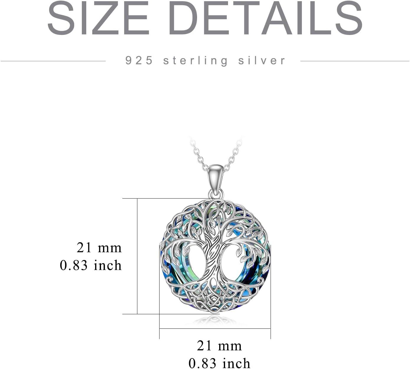 925 Sterling Silver Blue Moonstone Tree of Life Pendant with 18+2 Chain-0-4