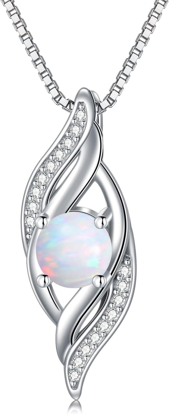 wholesale Sterling Silver Birthstone Infinity Necklace for Women Love Jewelry Gift-10-Oct.-Opal