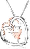 wholesale 925 Sterling Silver Heart-Shaped Ballet Dancer Pendant Necklace for Women and Girls-0-0