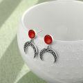 wholesale 925 Sterling Silver Blue Lapis Lazuli and Red Agate Celtic Knot Moon Drop Earrings for Women - Boho s-0-10
