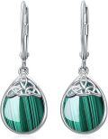 wholesale 925 Sterling Silver Moonstone Celtic Knot Teardrop Dangle Earrings-0-3