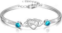 wholesale Sterling Silver Austrian Crystal Infinity Love Heart Bangle Bracelet Adjustable 6 8 Gift for Her-Dec. Simulated Zircon