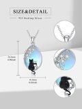 wholesale 925 Sterling Silver Cat Family Pendant Necklace with Blue Stone and Cubic Zirconia for Women's Gift-0-1