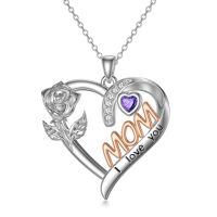 TOUPOP 925 Sterling Silver Mom Birthflower Necklace For Women-undefined
