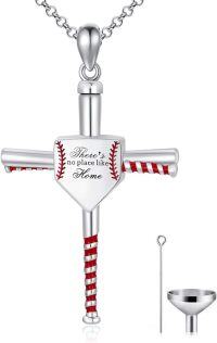 wholesale 925 Sterling Silver Baseball Bat Cremation Urn Keepsake Pendant with Funnel and Fill Kit-A-coss baseball