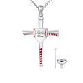 wholesale 925 Sterling Silver Baseball Bat Cross Home Plate Cremation Urn Necklace Memorial Pendant-0-0