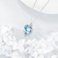 wholesale 925 Sterling Silver Blue Enamel Wave Pearl Pendant Necklace for Women Sea Inspired Jewelry-0-5