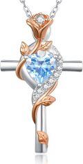 wholesale Sterling Silver Rose Cross Pendant Necklace for Women-0-90