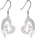 wholesale 925 Sterling Silver Pearl & Cubic Zirconia Heart Drop Earrings for Women Mother's Day Gift-0-0