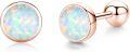 wholesale 925 Sterling Silver Round White Opal Stud Earrings for Women-0-0