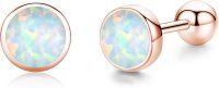 wholesale 925 Sterling Silver Round White Opal Stud Earrings for Women-Rose Gold & White Opal