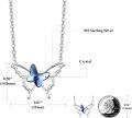 wholesale 925 Sterling Silver Blue Crystal Butterfly Pendant Necklace for Women-0-4