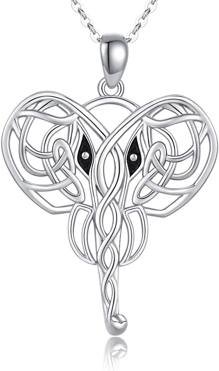  Sterling Silver Elephant Pendant Necklace for Women Lucky Animal Jewelry Gift -0-0