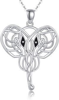 wholesale 925 Sterling Silver Celtic Knotwork Elephant Head Pendant Necklace for Women Luck Charm s-B-Celtic Elephant Head Necklace