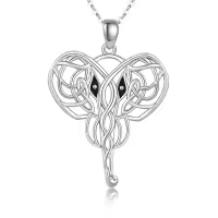 wholesale 925 Sterling Silver Celtic Knotwork Elephant Head Pendant Necklace for Women Luck Charm s-B-Celtic Elephant Head Necklace