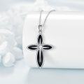 wholesale Sterling Silver Opal Cross Necklace for Women Men Religious Jewelry Gift-0-2
