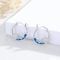 wholesale 925 Sterling Silver Blue Enamel Sea Turtle & Wave Huggie Hoop Earrings for Women Girls -0-2