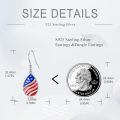 wholesale 925 Sterling Silver American Flag Teardrop Drop Earrings with Cubic Zirconia and Red White & Blue Design-0-2