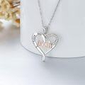 wholesale 925 Sterling Silver I Love You Mom Heart Pendant with Cubic Zirconia for Women Girls Gifts-0-1