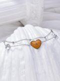 wholesale 925 Sterling Silver Heart-Shaped Orange Stone Double-Strand Ankle Anklet for Women's Footwear Accessories-0-3