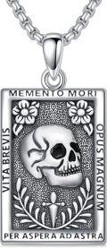 wholesale 925 Sterling Silver Skull Pendant Necklace  - Memento Mori Jewelry for Men & Women-0-0