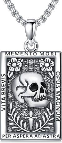 wholesale 925 Sterling Silver Skull Pendant Necklace  - Memento Mori Jewelry for Men & Women-Silver_04