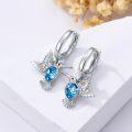 wholesale 925 Sterling Silver Hummingbird Blue Crystal Hoop Earrings Gift for Women Girls-0-3
