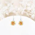 wholesale 925 Sterling Silver Orange & Yellow Marble Stone Plumeria Flower Drop Earrings for Women s-0-1