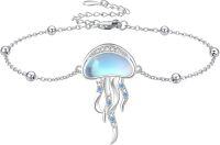 wholesale 925 Sterling Silver Jellyfish Bracelet with Moonstone and Blue CZ Accents Christmas Jewelry for Women-Jellyfish