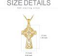 wholesale Gold 925 Sterling Silver Natural Cubic Zirconia Celtic Cross Irish Knot Pendant Necklace-0-5