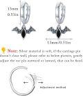 wholesale 925 Sterling Silver Black Onyx Bat Huggie Hoop Earrings Gothic Punk Style Vampire Jewelry for Women Girls 3cm Diameter-0-4