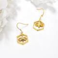 wholesale 925 Sterling Silver Honeycomb & Bee Drop Earrings with Cubic Zirconia for Women-0-2
