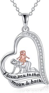 wholesale 925 Sterling Silver I love you to the moon & back Daughter Necklace with Elephant Charm-Style-2-Father Daughter Necklace